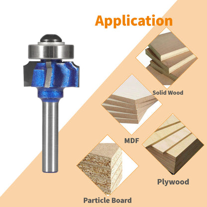 8mm Shank 4 Flute Woodworking Router Bit Set R1 R2 R3 Corner and Edge Milling Cutter