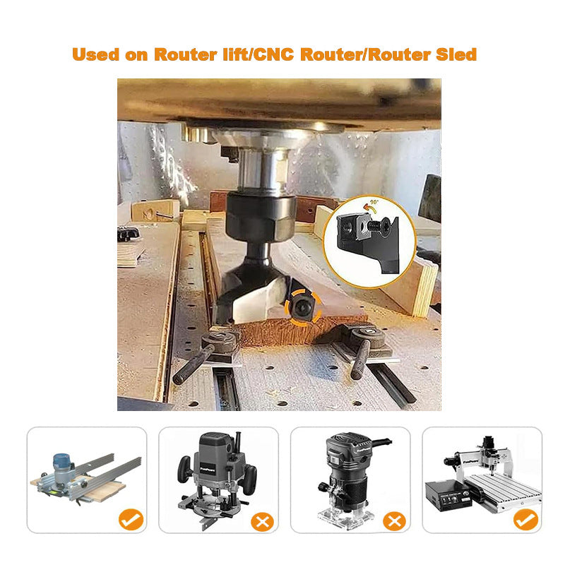 3-Wing Spoilboard Surfacing Router Bit with Replaceable Carbide Inserts, 1/2" Shank CNC Slab Flattening & Planer Bit for Woodworking