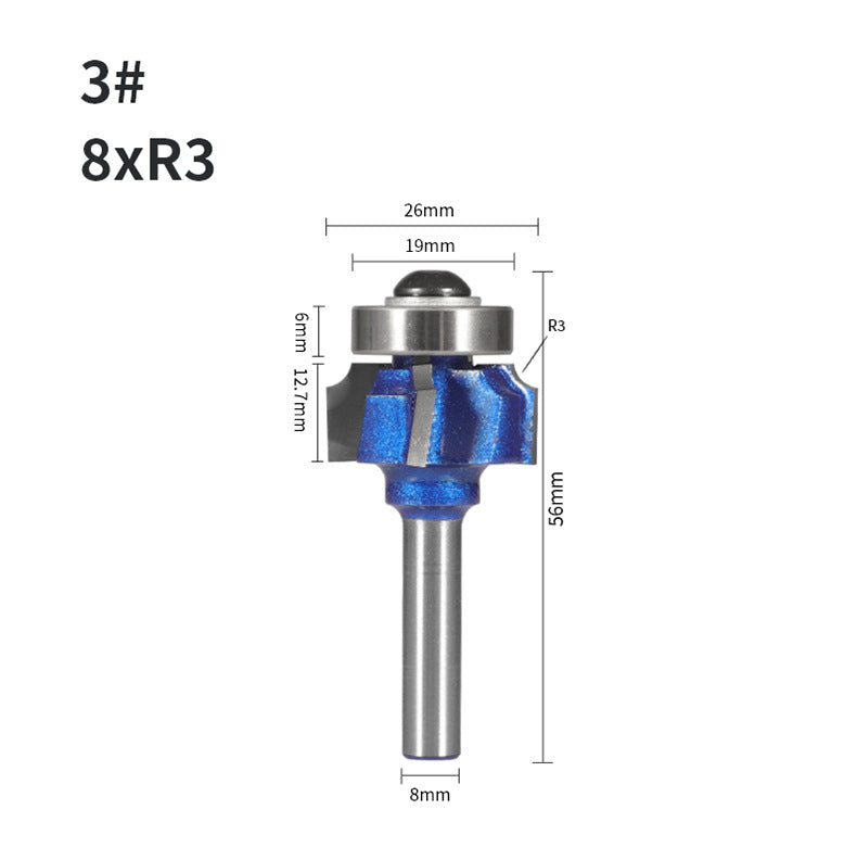 8mm Shank 4 Flute Woodworking Router Bit Set R1 R2 R3 Corner and Edge Milling Cutter