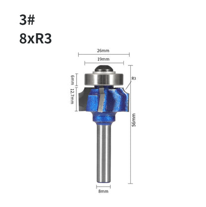 8mm Shank 4 Flute Woodworking Router Bit Set R1 R2 R3 Corner and Edge Milling Cutter