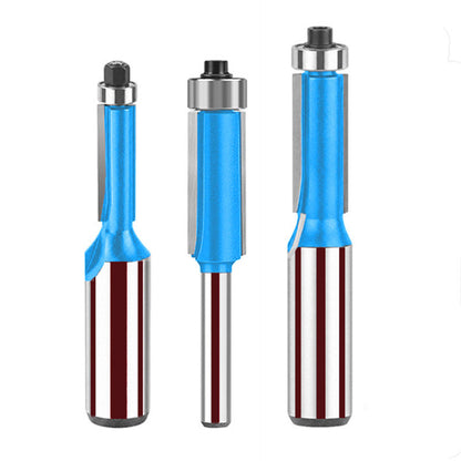 Double Flute Straight Milling Cutter Flush Trim Router Bit with Top Bearing Woodworking Template Grooving Trimming Routing Tool