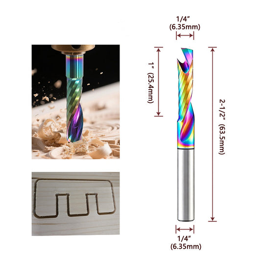 O-Flute CNC Router Bit Single Flute Carbide Cutter for Wood, Plywood, MDF & Hardwood