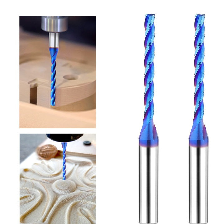 1/8" Upcut Spiral CNC Router Bits, 1/4" Shank, 3-Flute Extra Long Carbide End Mills for Wood, PVC, MDF Engraving