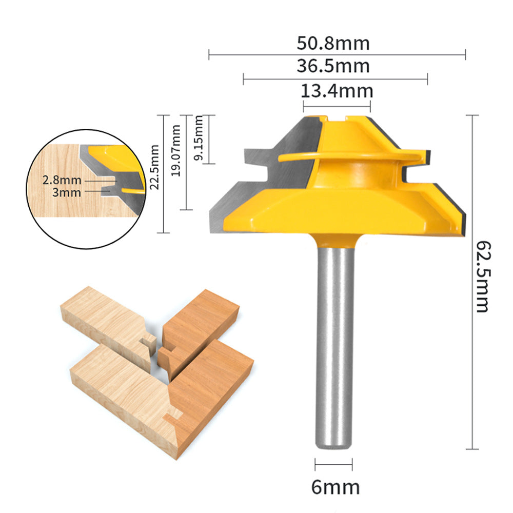 1PC or 3PCS 6mm Shank 45° Lock Miter Router Bit Tungsten Carbide Woodworking Milling Cutter
