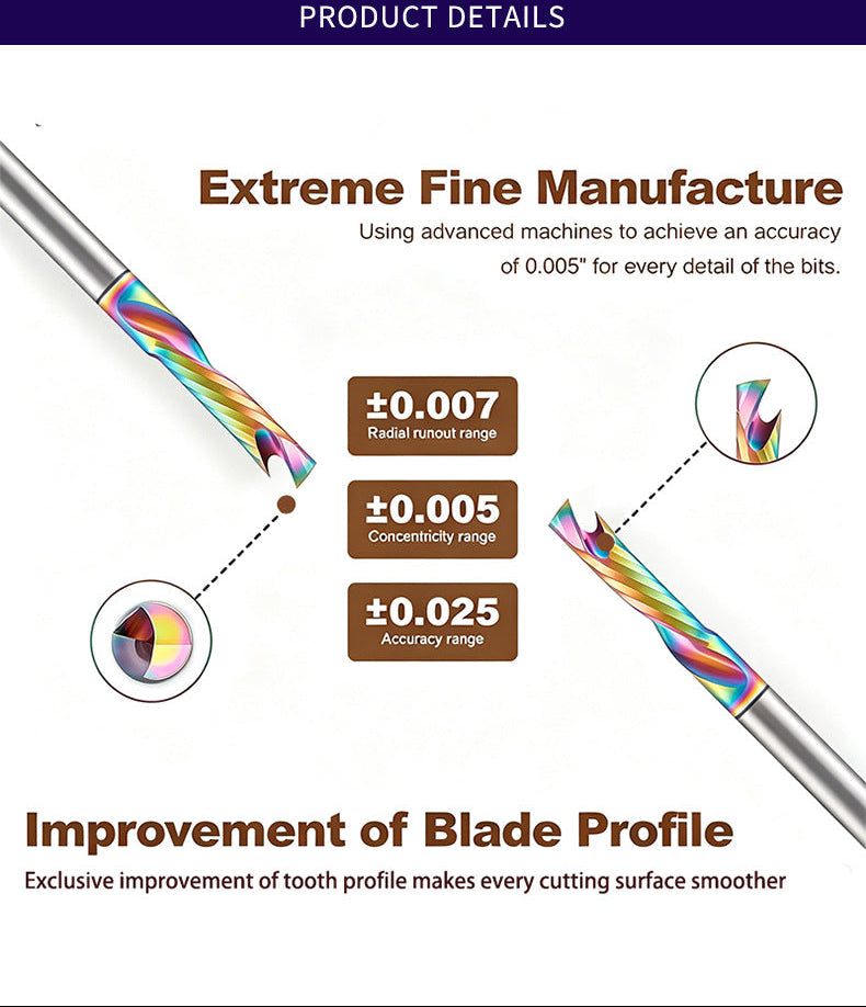 O-Flute CNC Router Bit Single Flute Carbide Cutter for Wood, Plywood, MDF & Hardwood