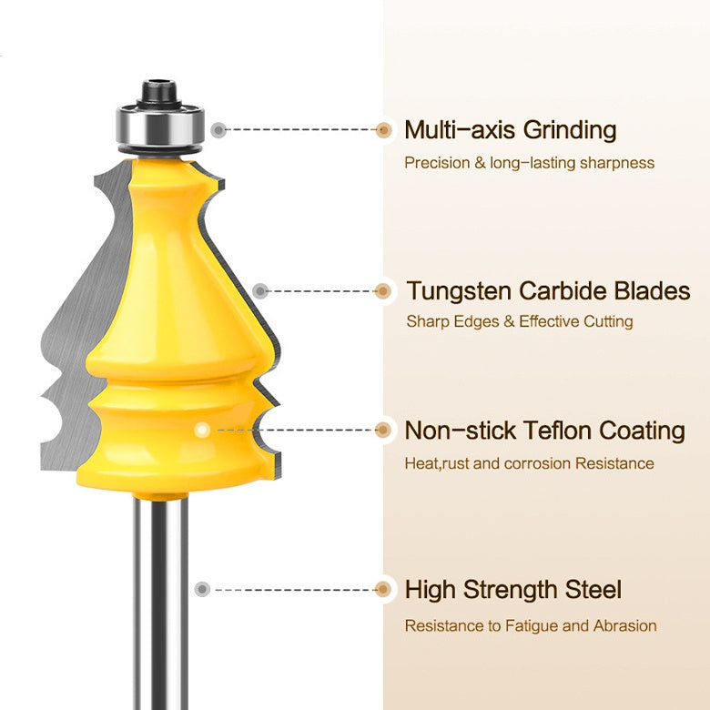 Tongue and Groove Router Bit with Ball Bearing, Architectural Molding Woodworking Cutter