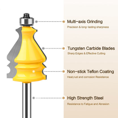 Tongue and Groove Router Bit with Ball Bearing, Architectural Molding Woodworking Cutter