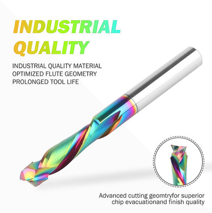 8mm Double-Edged Compound Milling Cutter Spiral Tungsten Carbide Router Bit DLC Rainbow Coated CNC Tool for Wood and Acrylic Engraving