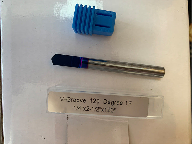 45 Degree V Groove Router Bit for CNC, Carbide CNC Carving Bit with 0.005" Tip Width, 1/4 Inch Shank for Engraving and Sign Making