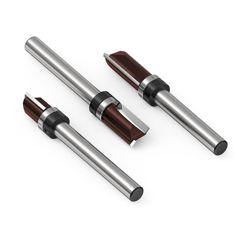 3PCS Flush Trim Router Bit Set 8 mm Shank, Top Bearing Copy Cutter with Starting Ring for Woodworking