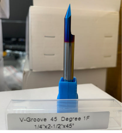 60 Degree V Groove Router Bit for CNC, Carbide CNC Carving Bit with 0.005" Tip Width, 1/4 Inch Shank for Engraving and Sign Making
