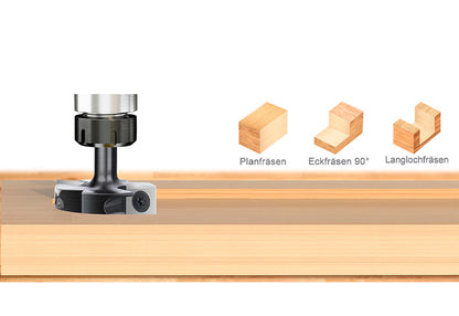 8mm Shank Anti Vibration 2+2 Carbide Insert Wood Router Bit with Removable Blade for Efficient Surfacing Slotting and Leveling