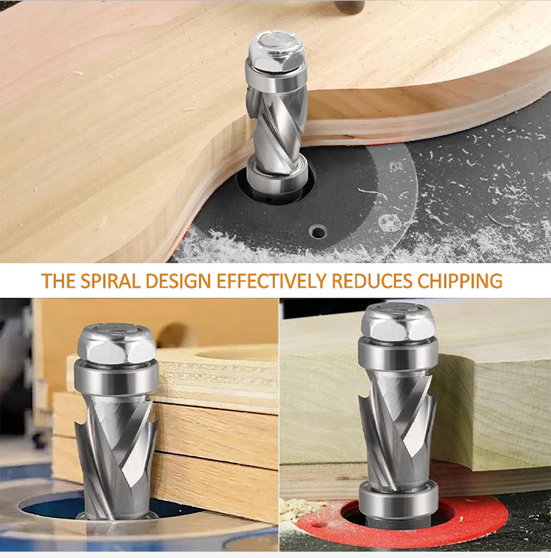 7/8" Cutting Dia 1/2" Shank Compression Spiral Flush Trim Router Bit with Top & Bottom Bearing For Wood Trimming Template and Pattern Work