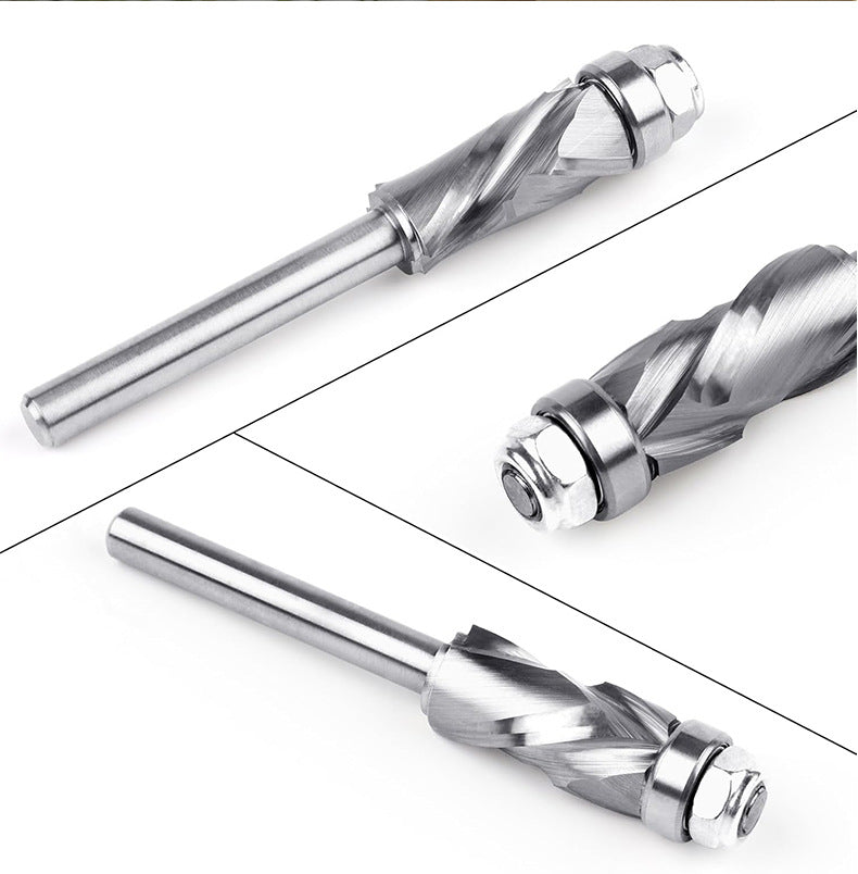 Bottom Bearing Compression Spiral Flush Trim Router Bits, Solid Carbide, CNC Pattern and Template for Wood Trimming
