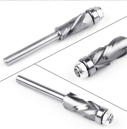 Bottom Bearing Compression Spiral Flush Trim Router Bits, Solid Carbide, CNC Pattern and Template for Wood Trimming