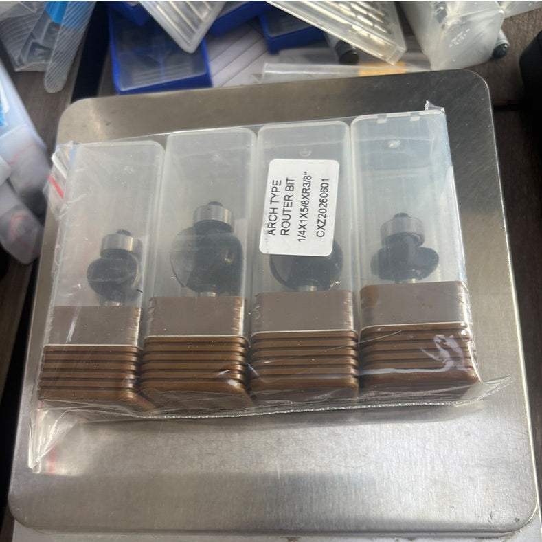 4Pcs Concave Sunk Bead Router Bit Set, 1/4" Shank, Carbide Bearing-Guided Decorative Edging Bits, Multiple Radius Sizes