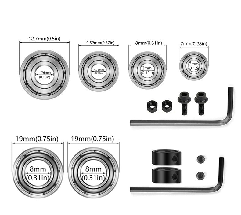 8PCS 8mm Shank Router Bit Set – Flush Trim & Straight Bits with Double Bearings for Woodworking, Edging & Trimming