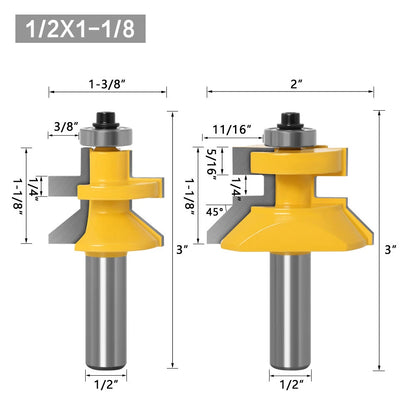 Matched Tongue and Groove Router Bit V-Notch Cutter 1/2-Inch Shank