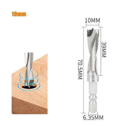 Hexagonal Handle Drill Bit 6.5/8/9/10/12mm Three-Point Carbide Blade Woodworking Drill for Wood Plastic Metal