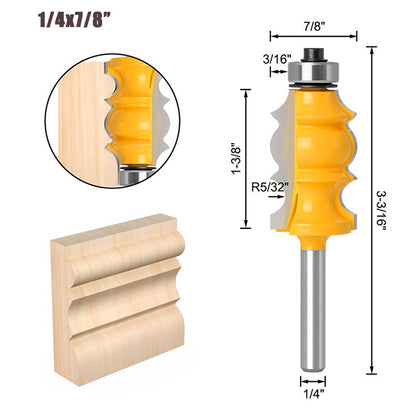Tongue and Groove Router Bit with Ball Bearing, Architectural Molding Woodworking Cutter