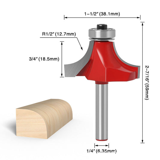 Round Over Edging 1/2" Radius 1/4" Shank Router Bit
