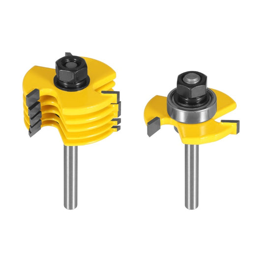 6 Piece Slot Cutter 3 Wing 1/2" & 1/4" Shank Router Bit Set
