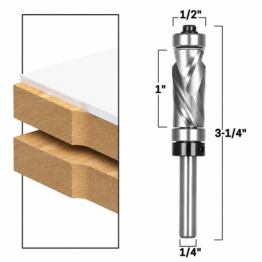Top & Bottom Bearing Ultra Performance Compression Flush Trim 1/4" Shank Router Bit