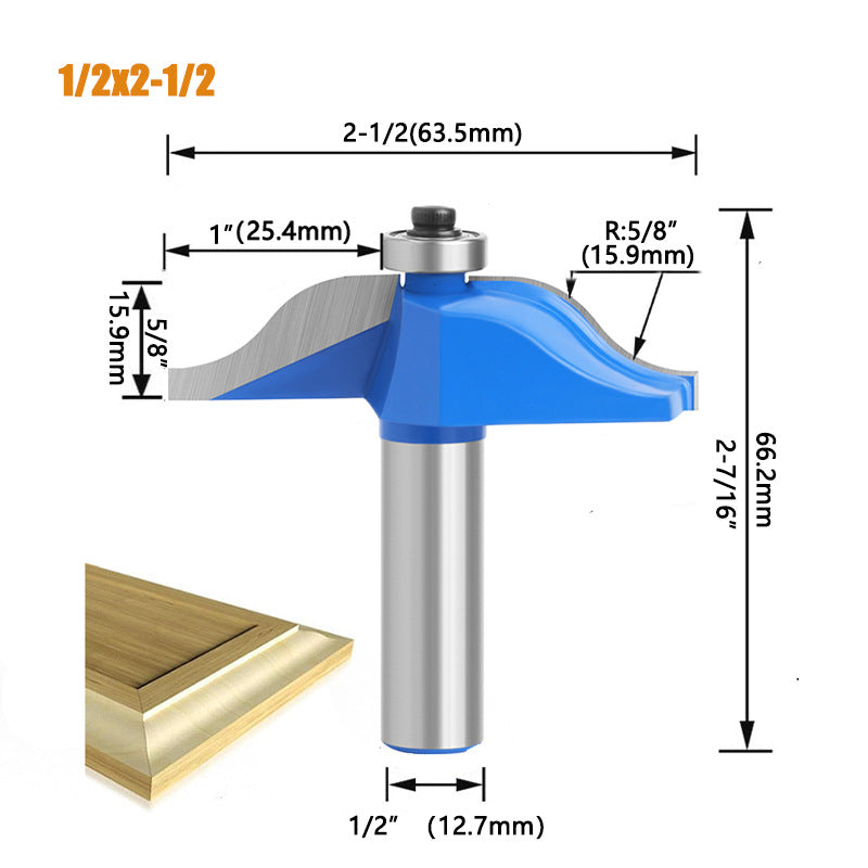 1/2-Inch Shank Router Bit Round Over Raised Panel Cabinet Door Window ...