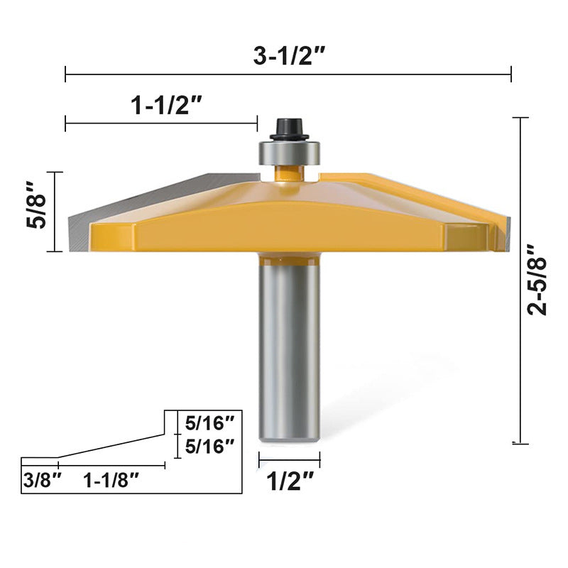 Bevel Raised Panel Router for Shaker Style Cabinet Door Frame and Panel Design, Use with Rail and Stile Moulding Bit