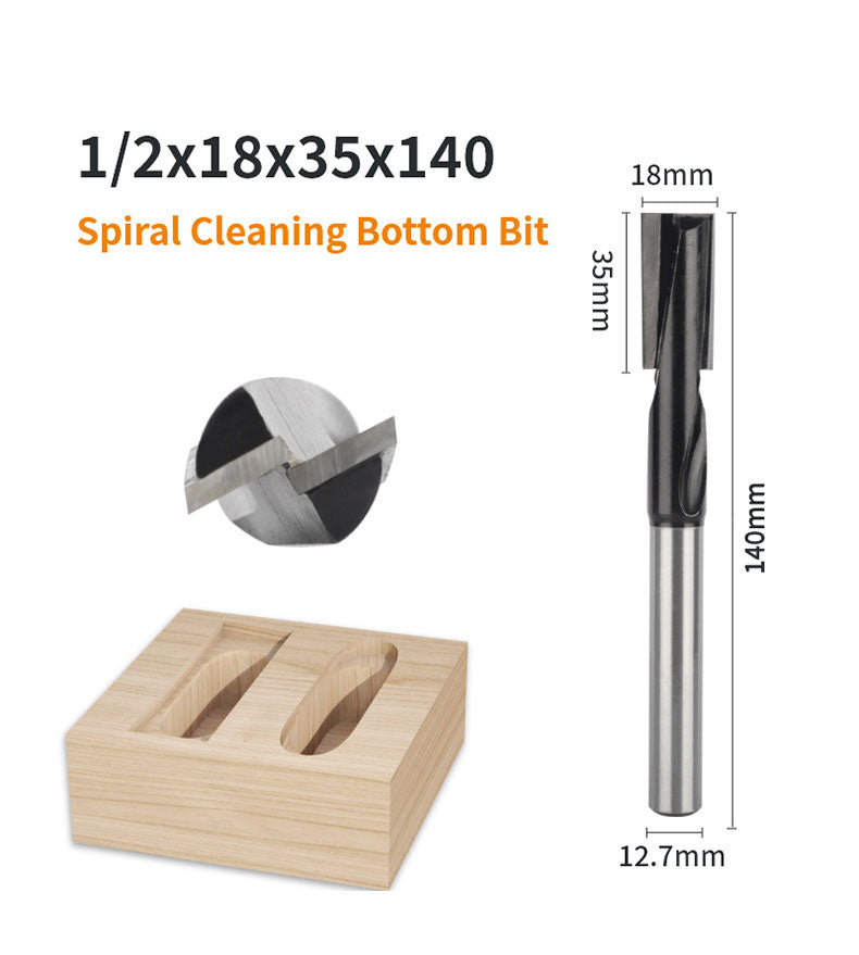 140mm 1/2" Shank Lengthened Cleaning Bottom Spiral Router Bit for Engraving