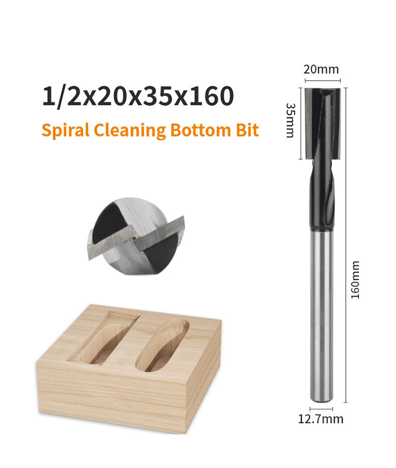 160mm 1/2" Shank Lengthened Cleaning Bottom Spiral Router Bit for Engraving
