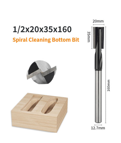 160mm 1/2" Shank Lengthened Cleaning Bottom Spiral Router Bit for Engraving