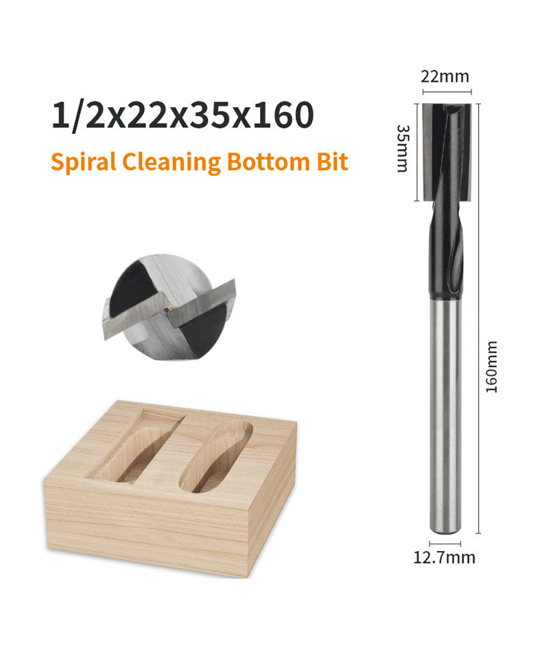 160mm 1/2" Shank Lengthened Cleaning Bottom Spiral Router Bit for Engraving