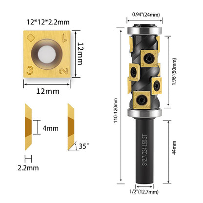 1/2" Shank Heavy Duty Spiral Double Bearing Flush Trim Bit with TiN Carbide Inserts