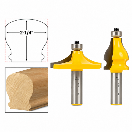 Thumbnail & Beaded 2 Bit Handrail 1/2" Shank Router Bit Set