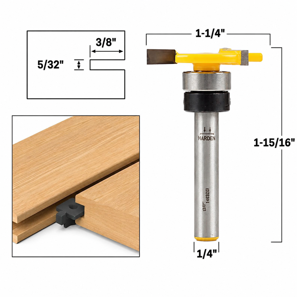 5/32" x 3/8" 1/4" Shank Top Bearing Slot Cutter Router Bit