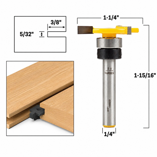 5/32" x 3/8" 1/4" Shank Top Bearing Slot Cutter Router Bit