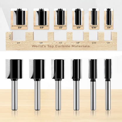 6-Piece Woodworking Milling Cutter Set Double-Edged Carbide Alloy Bits for Grooving Jointing and Bottom Cleaning