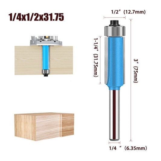 Double Flute Straight Milling Cutter Flush Trim Router Bit with Top Bearing Woodworking Template Grooving Trimming Routing Tool
