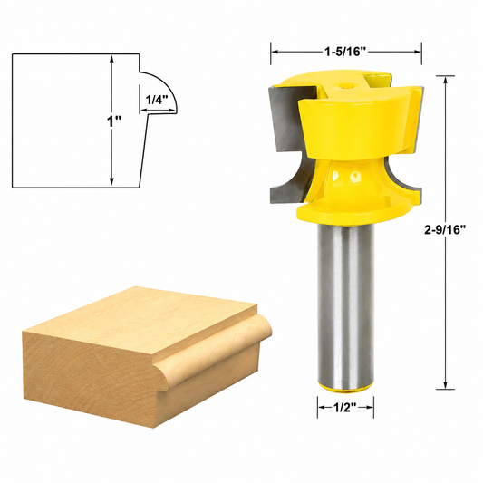 Cabinet Door Lip With Tapered Back Rabbet 1/2" Shank Router Bit