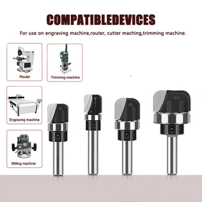 4 Piece Bowl & Tray Template Router Bit Set, 1/4" Shank – Carbide Tipped Cove Juice Groove Bits for Wood Bowls, Trays, Boxes, and Troughs