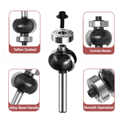 1Pcs Concave Sunk Bead Router Bit, 1/4" Shank, Carbide Bearing-Guided Decorative Edging Bits, Multiple Radius Sizes