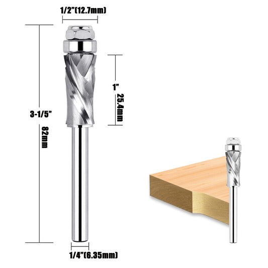 Bottom Bearing Compression Spiral Flush Trim Router Bits, Solid Carbide, CNC Pattern and Template for Wood Trimming