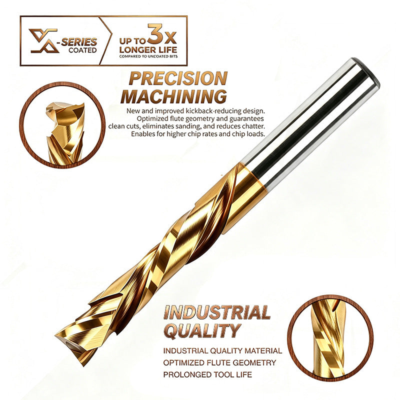 3/8 Inch Shank 1-1/4" Cutting Length Compression CNC Router Bit Spiral End Mill