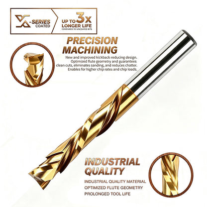3/8 Inch Shank 1-1/4" Cutting Length Compression CNC Router Bit Spiral End Mill