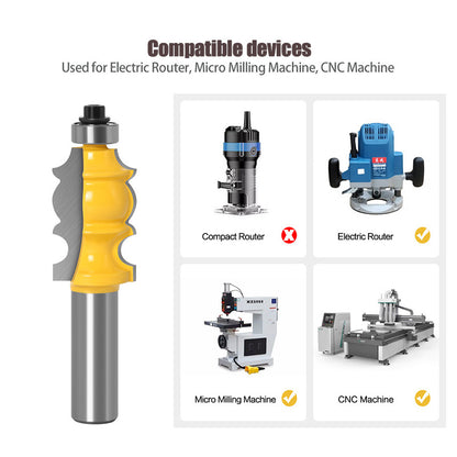 Tongue and Groove Router Bit with Ball Bearing, Architectural Molding Woodworking Cutter