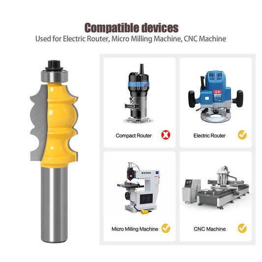 Tongue and Groove Router Bit with Ball Bearing, Architectural Molding Woodworking Cutter