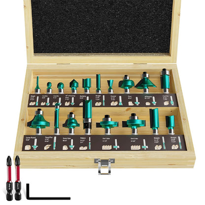 20 PCS 1/4”  Professional Carbide Milling Cutter Router Bits Set