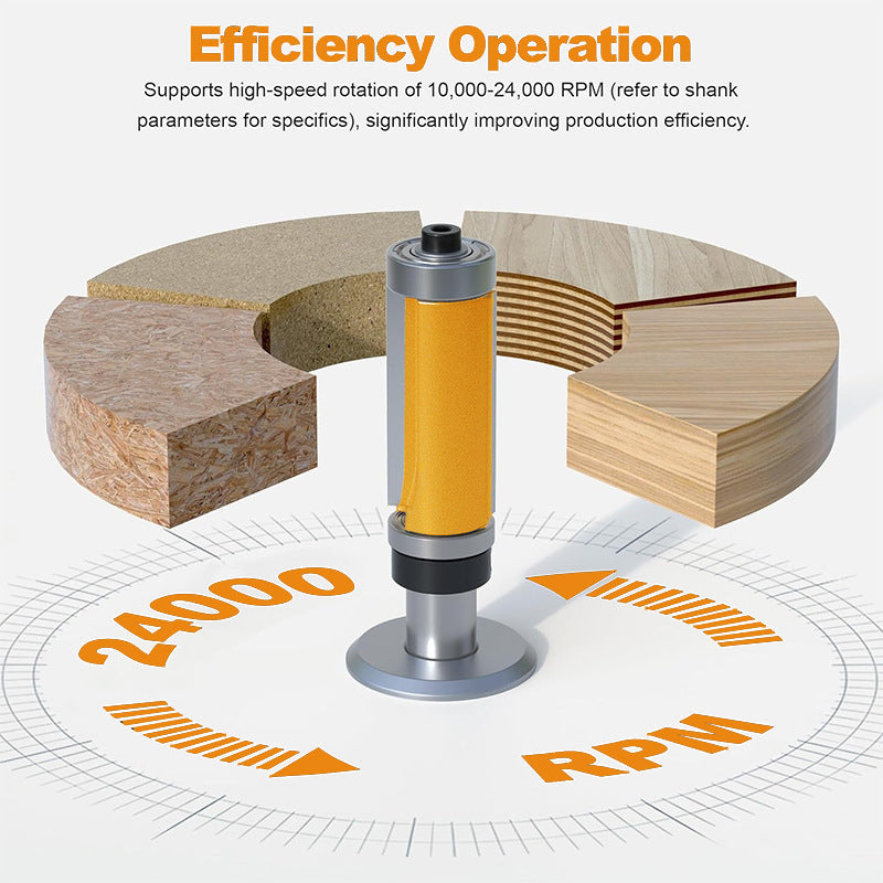 6 Pcs Flush Trim Router Bit Set with Top & Bottom Bearing, 3/4 Inch Cutting Diameter, 12mm Shank