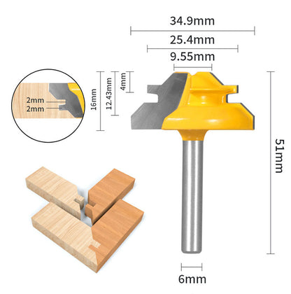 1PC or 3PCS 6mm Shank 45° Lock Miter Router Bit Tungsten Carbide Woodworking Milling Cutter